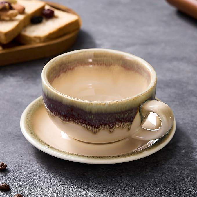 Coffeezone Vintage Design 12 oz Ceramic Latte Art Cappuccino Barista Cup - Image 3
