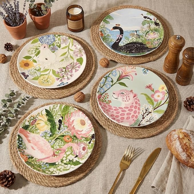 8.5 Inch Ceramic Plates Set of 4, Salad & Dessert Appetizer Plates | Kitchen - Image 2