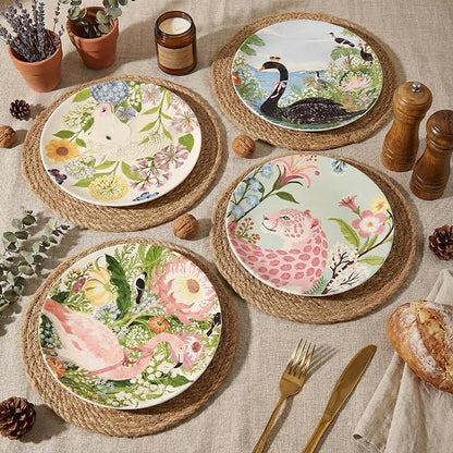 8.5 Inch Ceramic Plates Set of 4, Salad & Dessert Appetizer Plates | Kitchen - Image 2