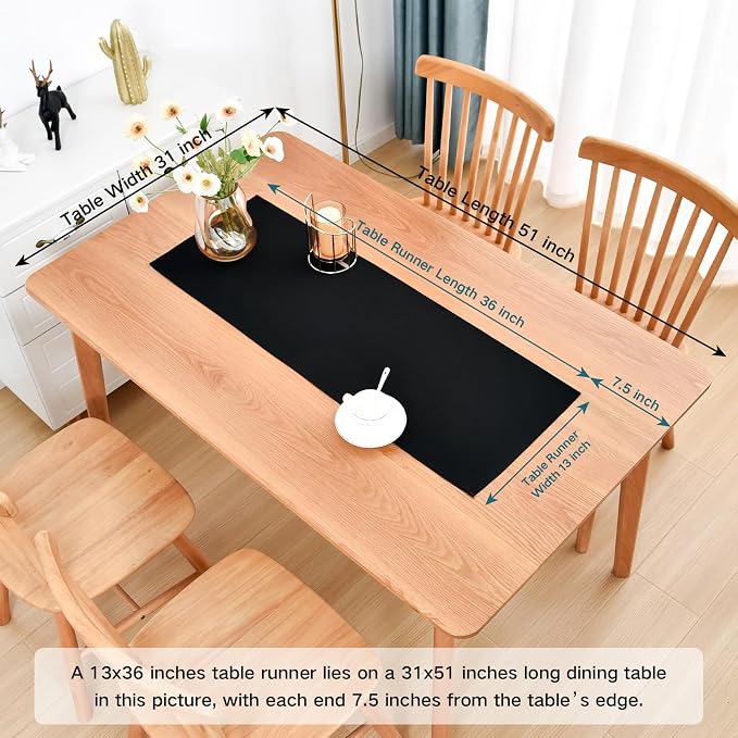 Faux Linen Small Table Runner Water Resistant 13 x 36 in, Coffee Table Runner - Image 2