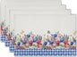 Tulip Placemats - Spring Easter Place Mats Set of 4 Blue Floral Plaid Place Mat 12x18 for Party Kitchen Dining Home