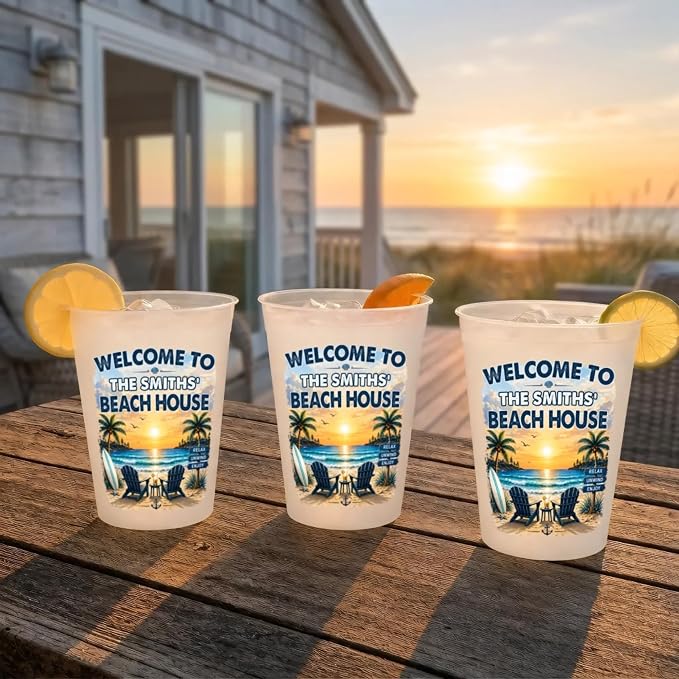 Welcome To Beach House, Custom Beach House Party Cups, Personalized Summer - Image 3