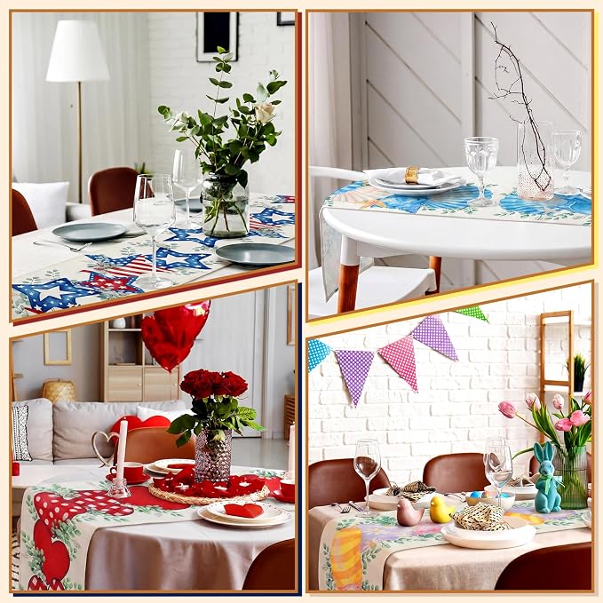 Honeydak 12 Pcs Holiday Table Runner Seasonal Farmhouse Table Decor 13 x 72 - Image 5