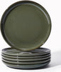 Ceramic Plate Set 10 Inch, Terracotta Dinner Plates of 6, Microwave Safe Plate, Large Serving Plates for for Salad Pasta Steak, Blackish Green