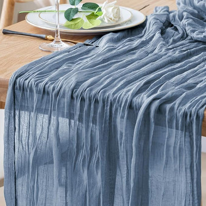 Cheesecloth Table Runner 10FT Dusty Blue Boho Gauze Sheer Runners | Cheese by Xiomot