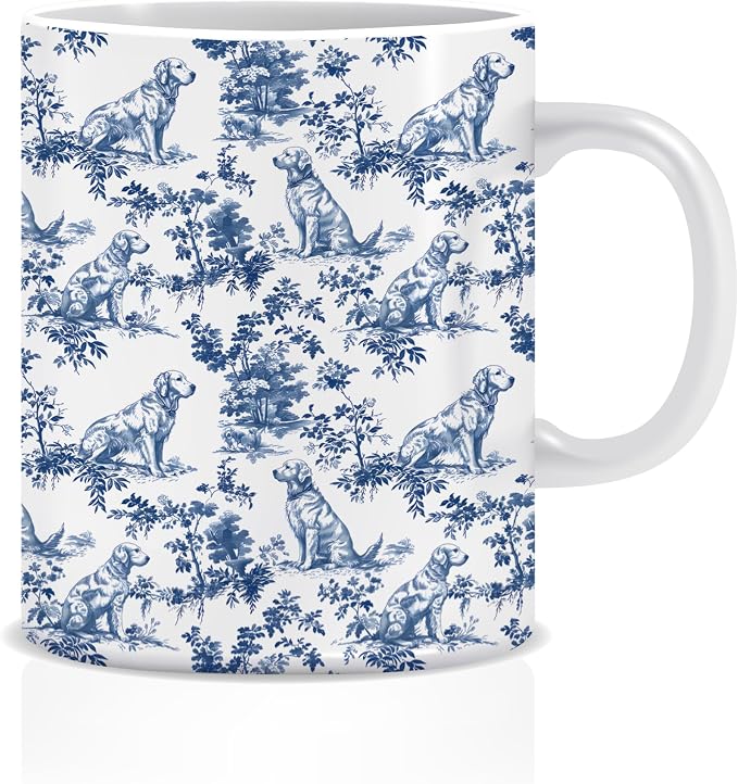 Chinoiserie Golden Retriever Mug, Toile de Jouy French Country Dog Coffee Tea by Unknown