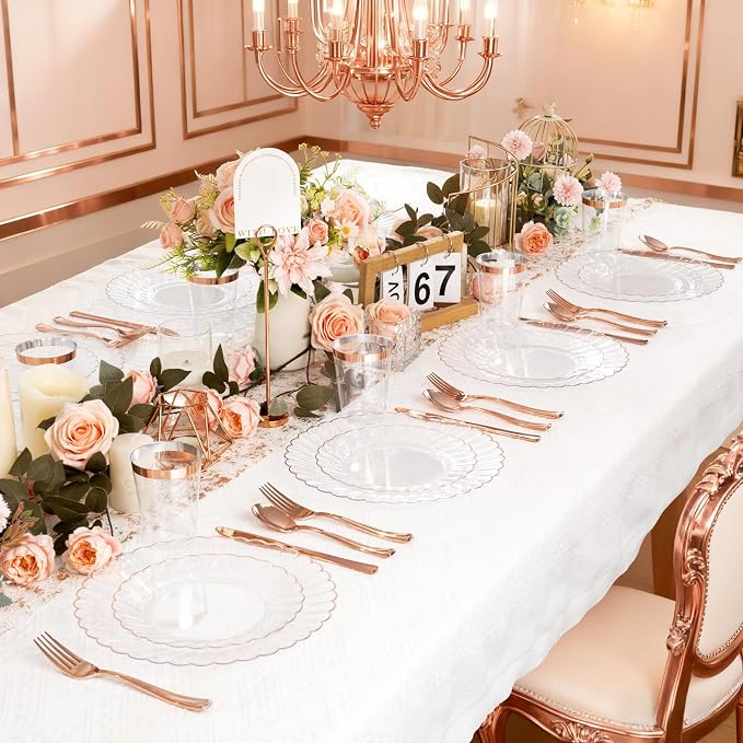 YOUBET 60PCS Rose Gold Plastic Plates - Image 7