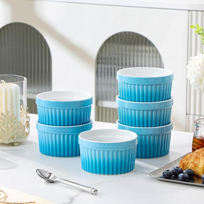 MALACASA Ramekins 8 oz Oven Safe, Large Ceramic Souffle Dishes - Image 8