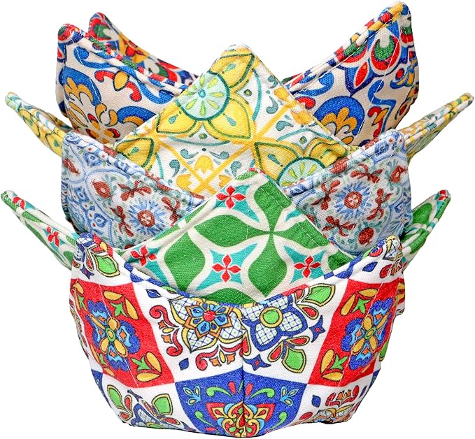 Cotton Microwavable Bowl Cozy, Microwave-Safe Hot Bowl Holders, Soup bowl Cozy by ROGITU
