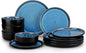 vancasso PLAYA Plates and Bowls Sets, 12 Pieces Blue Dinnerware Sets for Kitchen, Reactive Glaze Dishes Set for 4, Dishwasher and Microwave Safe