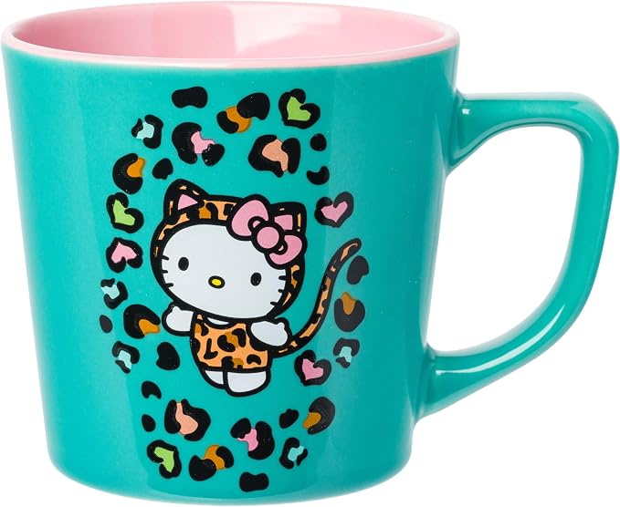 Silver Buffalo Sanrio Hello Kitty Leopard, Wide Latte Ceramic Mug, 17oz | 0.5 by SilverBuffalo