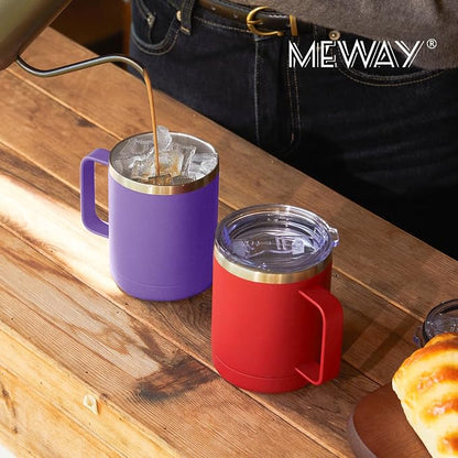MEWAY 12oz Coffee Mug With Handle 2 Pack Bulk, Stainless Steel Insulated Travel - Image 7