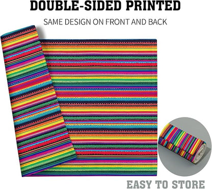 Mexican Placemats Set of 4 - Colorful Stripes Place Mats 12x18 Fiesta Tablemats Table Mats for Party Kitchen Dining