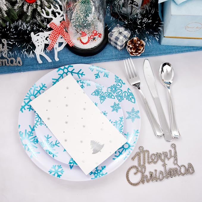 175Pcs Christmas Plates and Napkins Disposable Dinnerware Set - Image 4