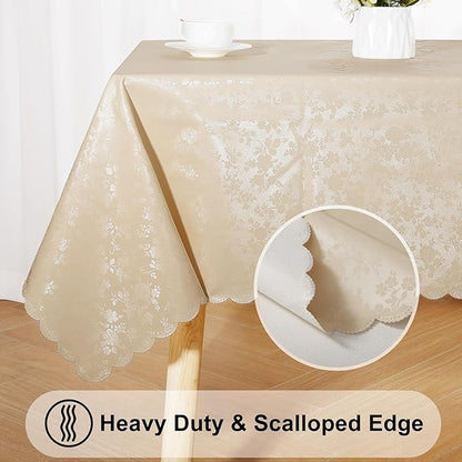 Smiry Rectangle Table Cloth, Waterproof Heavy Duty Vinyl Tablecloths, Wipeable Washable Table Cover for Kitchen and Dining Room (Beige, 70" X 120")