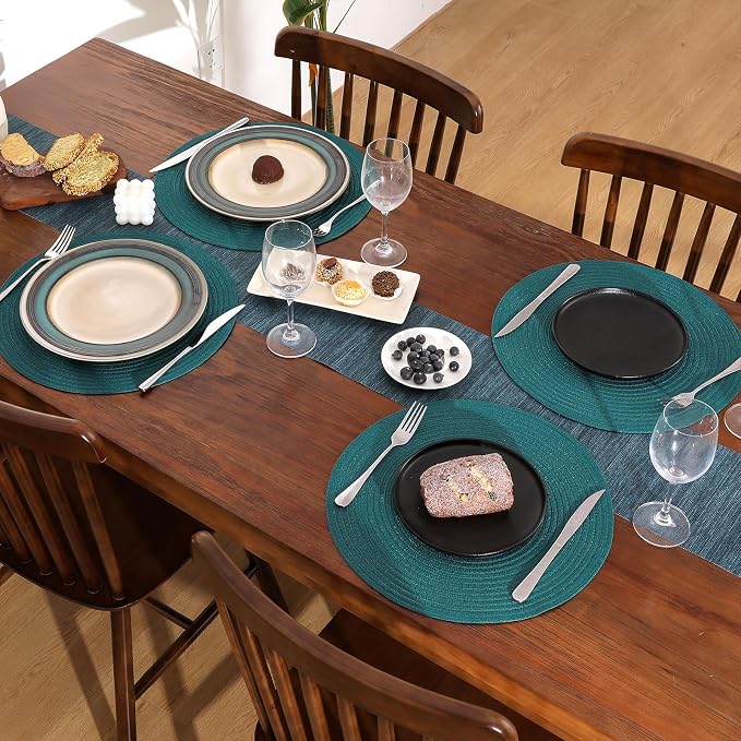 SHACOS Round Placemats Set of 6 Washable 15 inch Round Table Mats Cotton - Image 7