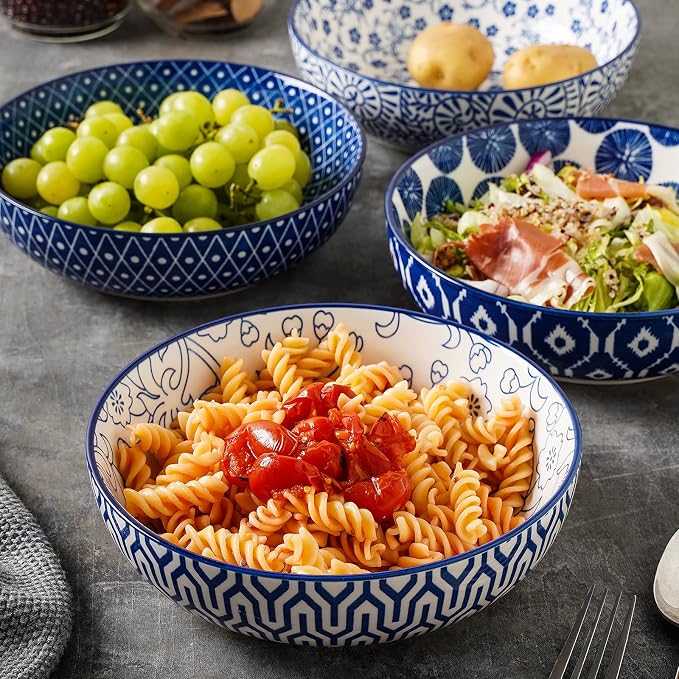 Selamica Ceramic 30 Ounce Pasta Bowls set of 4, 8 inch Serving Bowl Wide and - Image 4