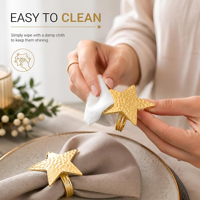 Star Napkin Holders, Durable Aluminum Napkin Rings Set of 6 - Image 8