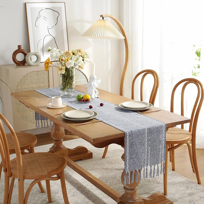 Rustic Boho Table Runner, Farmhouse Table Runners 72 Inches Long - Image 3