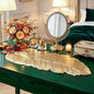 Gold Leaf Table Runner 36 Inch Small Dresser Vinyl Runner Fall Decor | Heat by yuboohomedecorations