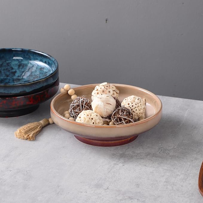 Ceramic Fruit Bowl for Kitchen Counter, Decorative Pedestal Bowl for Table - Image 5
