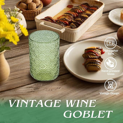 Green Vintage Drinking Glasses Set of 6, 14 oz hobnail drinking glasses - Image 5