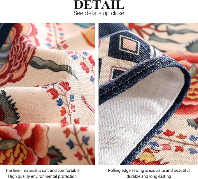 bilin gaier Designer Linen Extra Long Table Runner, Colorful Floral Pattern - Image 5