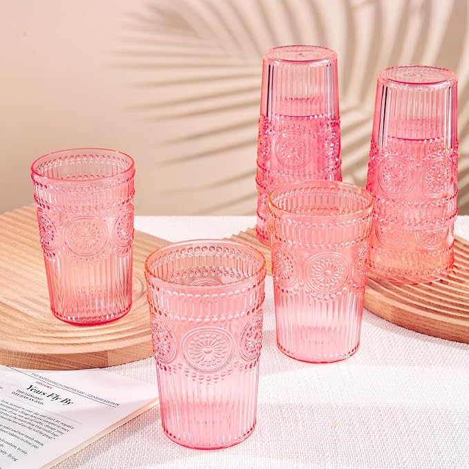 Ciaell 12 Pack Pink Plastic Water Glasses - Image 6