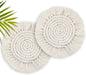 Coomin Boho Coasters for Drinks, Handmade Coasters 7.4in, 2p Beige | Woven by COOMIN