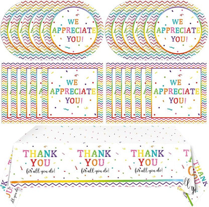 41Pcs We Appreciate You Decorations Rainbow Color Thank You Themed Tableware by Mainivo