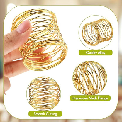 12 Pieces Napkin Rings Holders Handmade Round Mesh Heavy Duty Metal Napkin Rings Holder for Dinner Decoration Dining Table Parties Wedding Christmas(Gold)