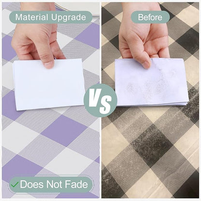 misaya Rectangle Waterproof Vinyl Table Cloth, Buffalo Flannel Backed Tablecloth, Wipeable Plastic Table Cover for Dinner, Kitchen, Outdoor (54" x 78", Lavender and White)