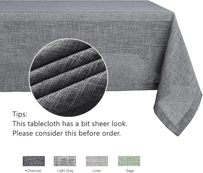 maxmill Flaxy Faux Linen Table Cloth with 2-Tone Slubby Texture Wrinkle Resistant Anti-Shrink Soft Tablecloth for Kitchen Dining Tabletop for Banquet Parties Rectangle 60 x 140 Inch Charcoal