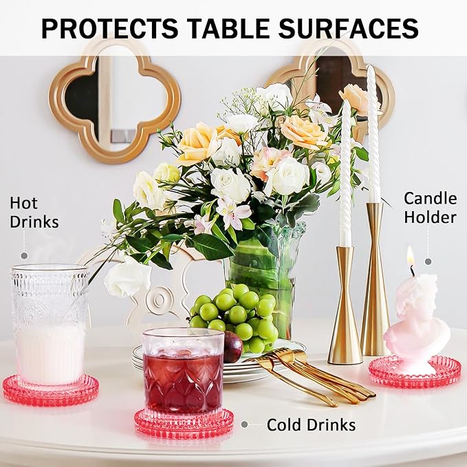 Modern Clear Glass Coasters Set of 6, Cute Coasters Table Mats - Image 6