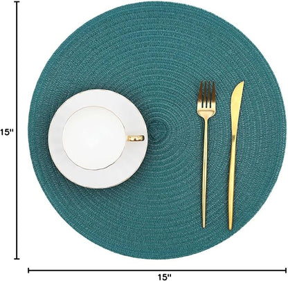SHACOS Round Placemats Set of 6 Washable 15 inch Round Table Mats Cotton - Image 10