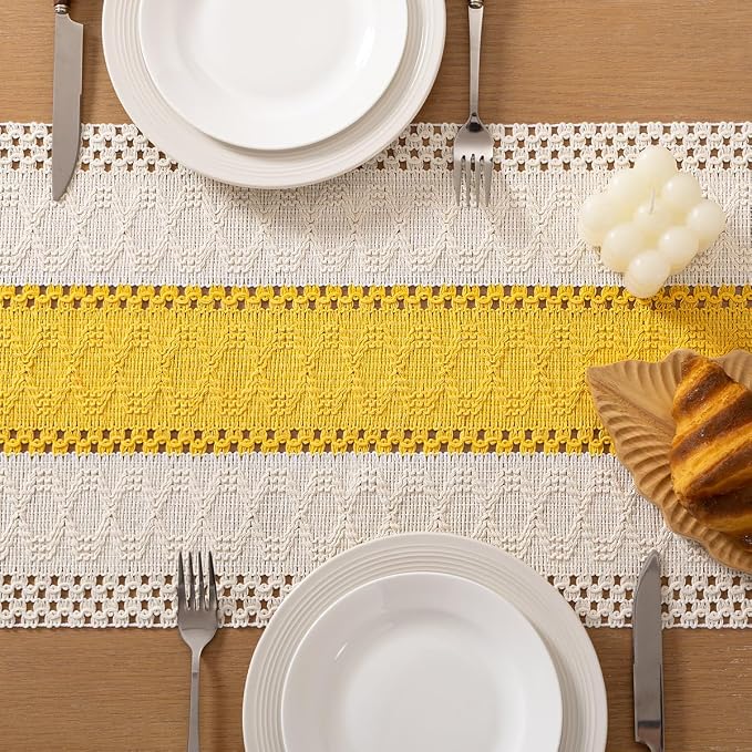 Boho Table Runner Summer Farmhouse Rustic Dining Dresser Scarf Home Decor | - Image 5