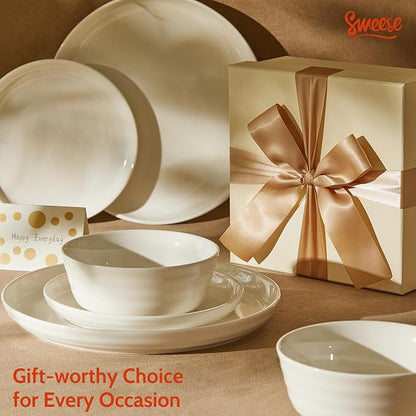 Sweese Plates and Bowls Sets, 18 Pieces Modern Porcelain Dinnerware Set - Image 5