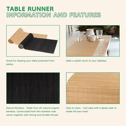 BambooMN Carbonized Bamboo Matchstick Table Runner, 2 Pieces | Natural - Image 5