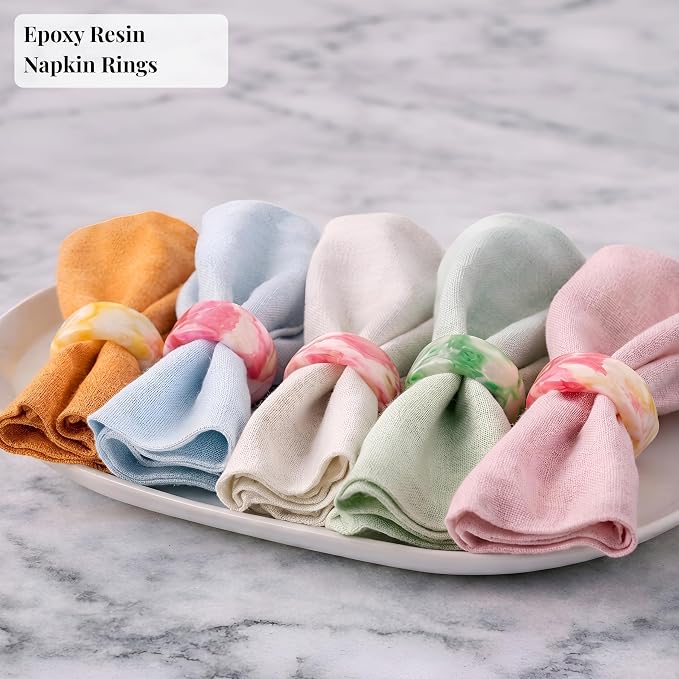 Unique Artisan Resin Napkin Rings Set of 48, Luxurious Modern Table Decor - Image 2
