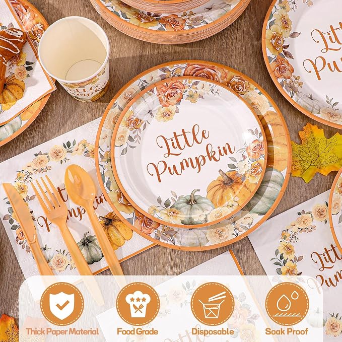 NatNarr 175 Pcs Little Pumpkin Baby Shower Party Decorations Includes Fall - Image 3