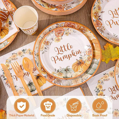 NatNarr 175 Pcs Little Pumpkin Baby Shower Party Decorations Includes Fall - Image 3