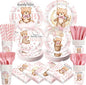 450 Pcs Pink Bear Baby Shower Tableware Set Decorations, Serves 50 | We Can by Unknown