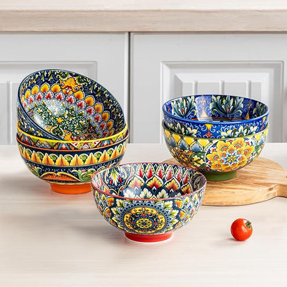 Henten Home Ceramic 5 oz Dipping Bowls, Boho Sauce Bowl Set of 6, Colorful - Image 3