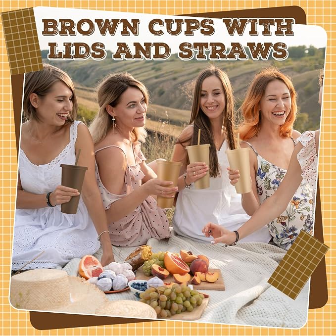 Skylety 12 Pcs Brown Plastic Cups - Image 5