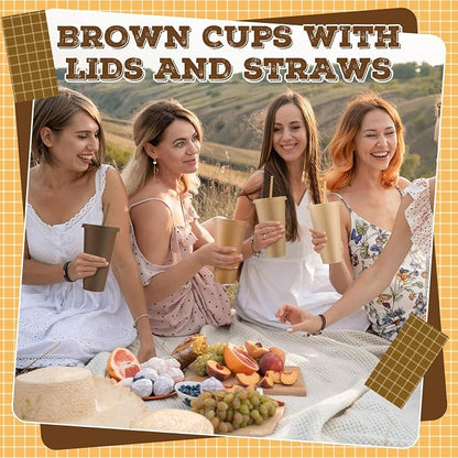 Skylety 12 Pcs Brown Plastic Cups - Image 5