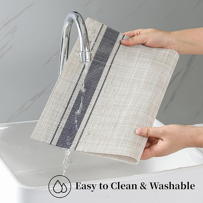 Leetaltree Khaki-Blue Placemats, Heat Resistant Non-Slip Place mats - Image 3