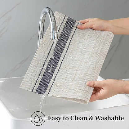 Leetaltree Khaki-Blue Placemats, Heat Resistant Non-Slip Place mats - Image 3
