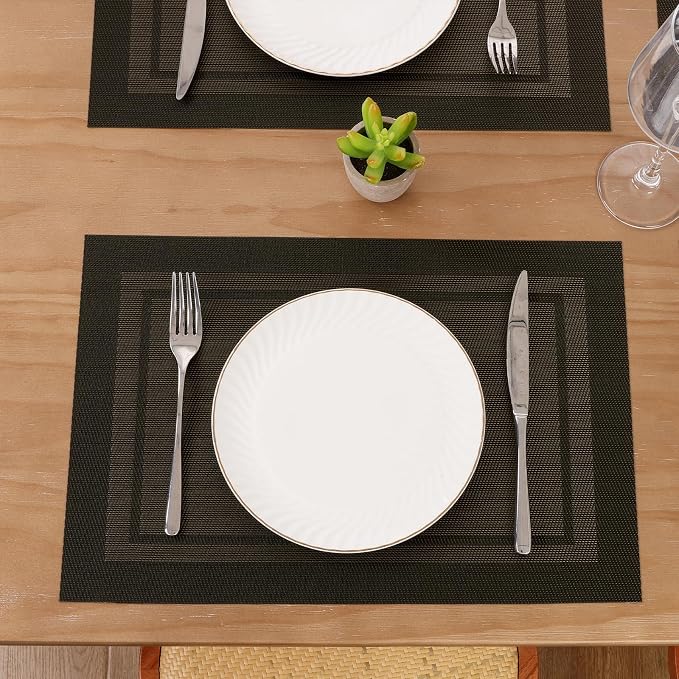 SHACOS Woven Vinyl Placemats Set of 4 Wipe Clean Place Mats - Image 5