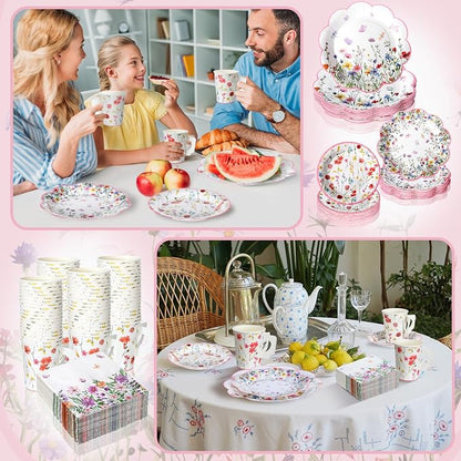 Pickmesh 252 Pcs Floral Tea Party Supplies - Image 5