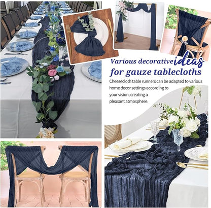 Pesonlook Cheesecloth Table Runner Navy Blue, 20 Pack 17.7x108 inch, Long | - Image 7